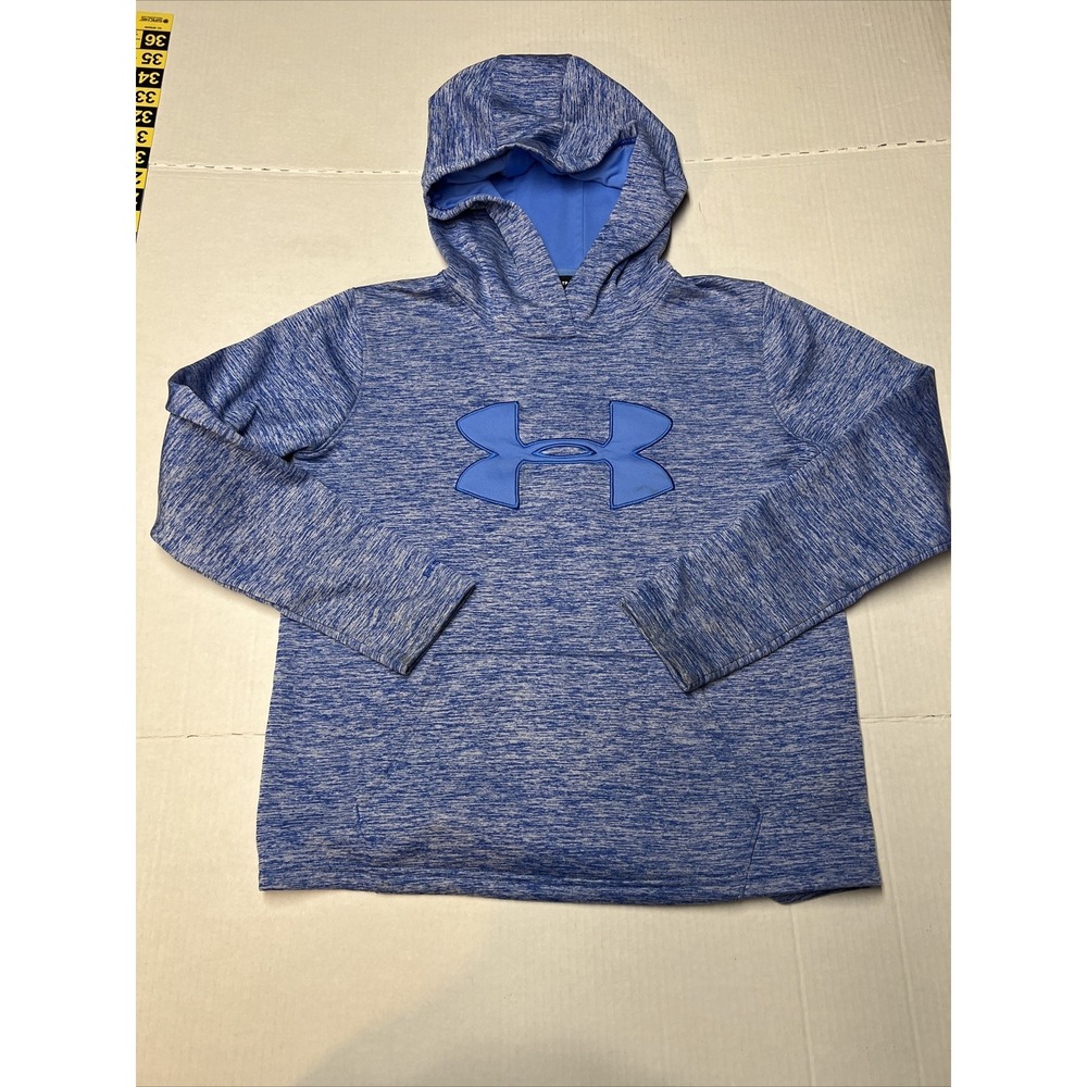Under Armour Loose Coldgear Pullover Hoodie Blue Logo Women's SZ XS
